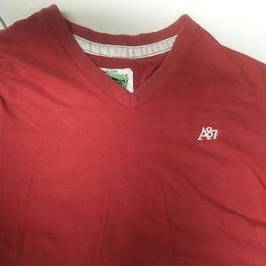 Aeropostale Dark Salmon Distressed V neck T-shirt